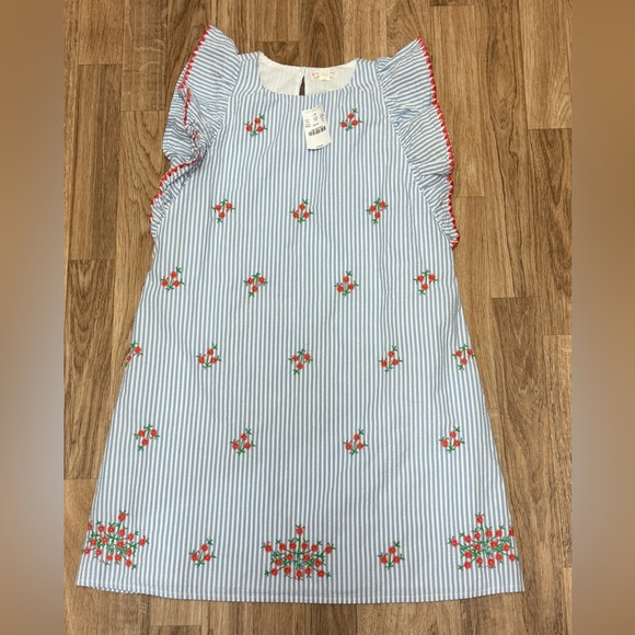 NWT Crewcuts by J. Crew Girls Embroidered Seersucker Dress - Picture 1 of 3